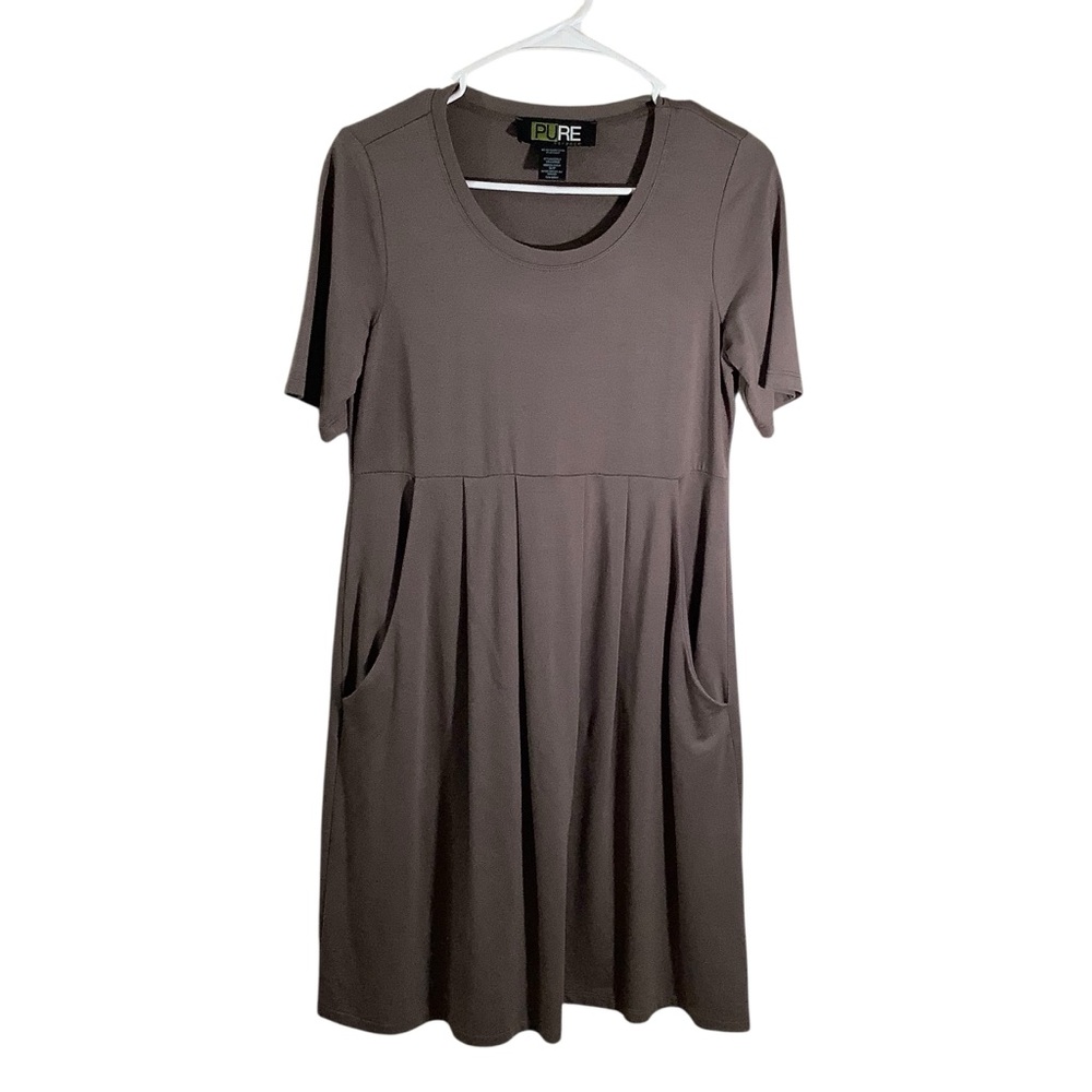Pure Essence Women's Driftwood Pleated Midi Dress Soft